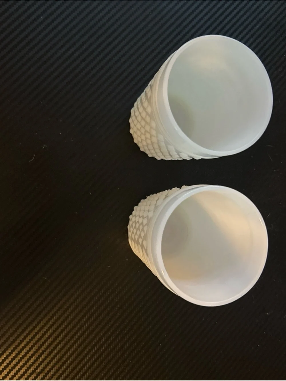 Fenton White Milk Glass Hobnail Tumbler Pair